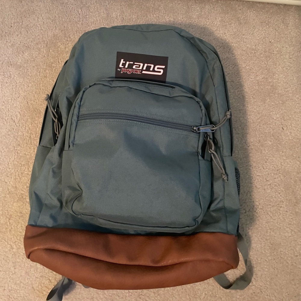 Teal Jansport Backpack w/ Leather Bottom